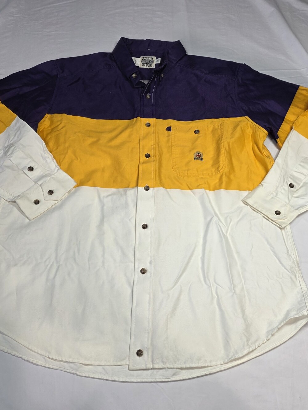 Vintage XL Rough Stock Panhandle Slim Shirt Men’s Color Block Button Down Cotton